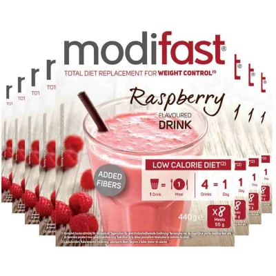 Afbeelding van 8x Modifast Intensive Milkshake Raspberry 8 x 55 gr