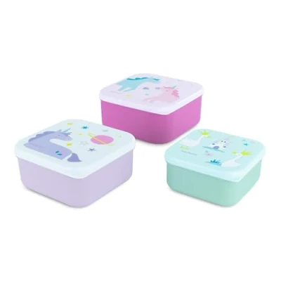 Afbeelding van Miniland Set van 3 lunchboxen voor kinderen, toepasselijke lunchboxen, vaatwasmachinebestendig en BPA vrij (Fantasy)