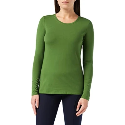 Afbeelding van Amazon Essentials Women&#039;s T shirt met lange mouwen en ronde hals in klassieke pasvorm (verkrijgbaar grote maten), Groen, XXL