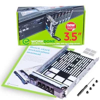 Afbeelding van WORKDONE 3,5 inch Harde Schijf Caddy Lade Compatibel met Dell PowerEdge Servers SAS SATA HDD Adapter slede Voor drukke schema’s Gebruiksvriendelijke montage Uw bespaarde tijd is onbetaalbaar
