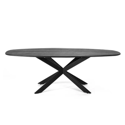 Afbeelding van Giga Meubel Eettafel Deens Ovaal Zwart 230cm Mangohout Tafel Marlous