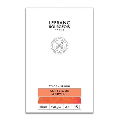 Afbeelding van Lefranc Bourgeois 301339 Studio Acrylmalblock 15 Blatt A4, 190 g/m² mit Leinwandstruktur, Acrylmalpapier zum Zeichen Acrylfarben