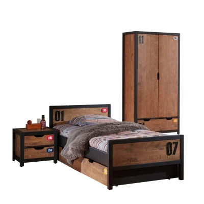Afbeelding van De ALEX combinatie bestaat uit een nachtkastje, bed 90x200cm , Lade rolbed en 2 deurs kledingkast.
