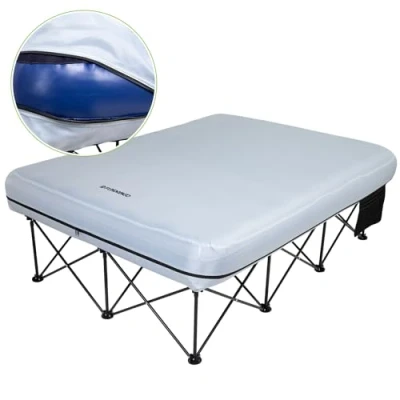Afbeelding van FUNDANGO Kamperen Dubbel met Luchtmatras Opvouwbare Kampbedden 2 Personen Matras Camping Cot Draagbaar Luchtbed Luchtpomp Bijzettafel Slaapbedje Gastenbed voor Reizen Vissen Picknick Indoor