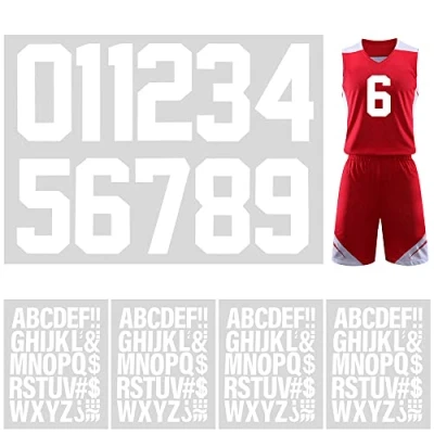 Afbeelding van YouMen 147 stuks letters om op te strijken 20 cm cijfers en 5 voor sportshirt, uniform, knutselen, stof (wit)