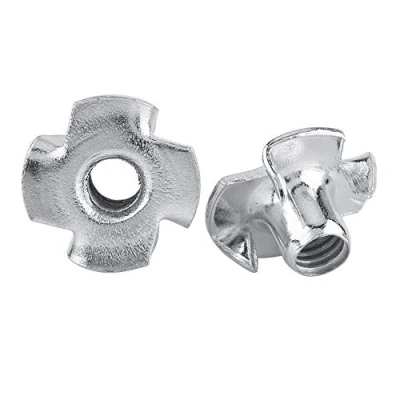 Afbeelding van Slagmoeren, Assortiment schroevensets M3/M4/M5/M6/M8 Zink Koolstof T moer Viertandige stalen moeren voor ambachtsman amateur houtbewerkingsmeubels (M6 50 stuks)