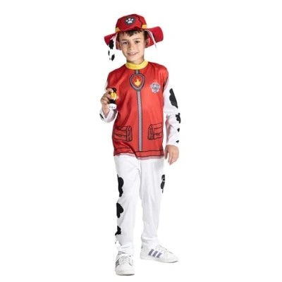 Afbeelding van Marshall costume disguise fancy dress boy official Paw Patrol (Size 3 4 years) with hat and mini flashlight