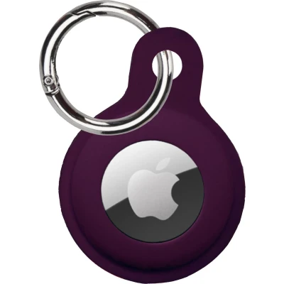 Afbeelding van Hoesje Geschikt voor Apple AirTag Sleutelhanger Hoes Siliconen Aubergine
