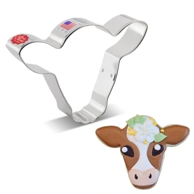 Afbeelding van Ann Clark Cookie Cutters Schattige koe/stuur gezicht koekjessnijder, 4,5 inch