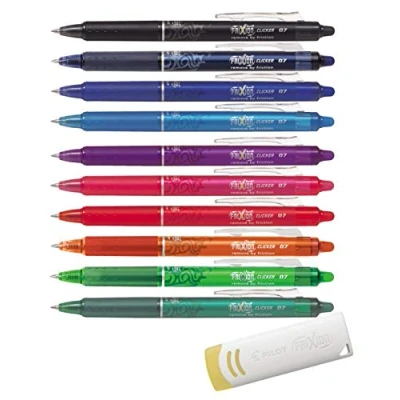 Afbeelding van Pilot FriXion Ball Clicker (Knock Intrekbare Gel Ink Pen) 0,7 mm 10 kleuren Set gesorteerd (alle met Remover)