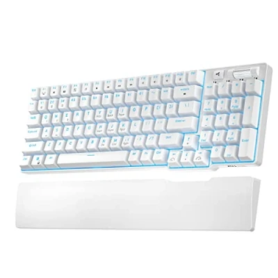 Afbeelding van RK ROYAL KLUDGE RK96 90% Triple Mode BT5.0/2.4G/USB C Hot Swappable mechanisch toetsenbord met handsteun, 96 toetsen Bluetooth Gaming Keyboard software, blauw achtergrondlicht, blauwe schakelaar