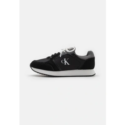 Afbeelding van Calvin Klein Jeans Retro SOCK Runner Sneakers laag, Heren, Maat: 43, Black/charcoal grey/bright white Leer/ synthetisch