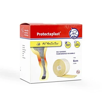 Afbeelding van Protectaplast zelfklevend beige verband voor huisdieren (6 cm x 4,5 m), zonder latex en lijm honden, katten, paarden, honden kattenverbandmateriaal, wonden gewrichten