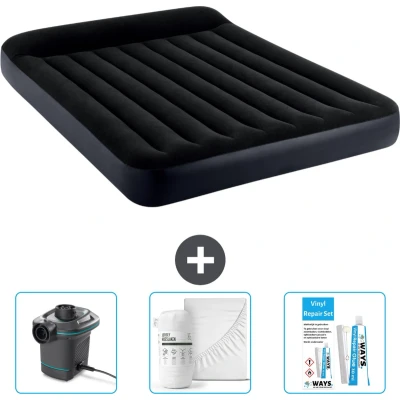 Afbeelding van Intex Luchtbedset 2 Persoons 152 x 203 25 cm Blauw + Accessoires