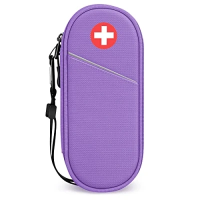 Afbeelding van SITHON EpiPen Medische Draagtas Geïsoleerd, Reismedicatie Organizer Tas Noodzaak voor 2 EpiPens, Astma inhalator, Anti histamine, Auvi Q, Allergiemedicijn Essentials, (Lichtpaars)