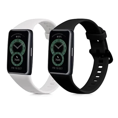 Afbeelding van kwmobile 2x armband geschikt voor Huawei Band 6 Bandjes fitnesstracker in zwart / wit
