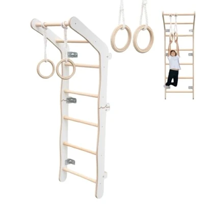 Afbeelding van MAMOI® Klimrek voor binnen, kinderkamer, turnringen kinderen, klimwand en speeltoestellen, turntoestellen met optrekstang sporttoestellen vanaf 3 jaar