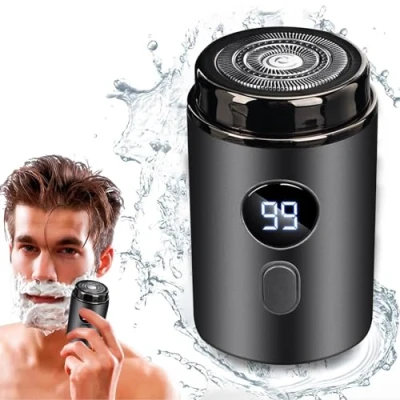 Afbeelding van elektrisch scheerapparaat, draagbaar mini scheerapparaat voor mannen, zakformaat baardtrimmer, USB oplaadbaar waterdicht eenvoudig één knop, nat en droog