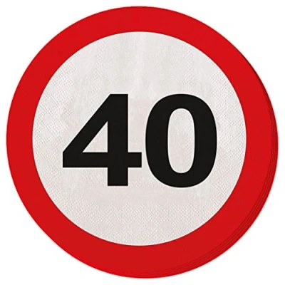 Afbeelding van Servet Verkeersbord 40 jaar 20 stuks