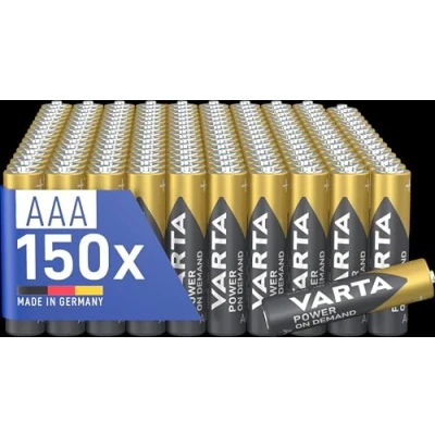 Afbeelding van VARTA Batterijen AAA, verpakking van 150, Power on Demand, Alkaline, 1,5V, opslagpakket, flexibel, krachtig, voor computeraccessoires, Smart Home apparaten, Made in Germany [Exclusief bij Amazon]