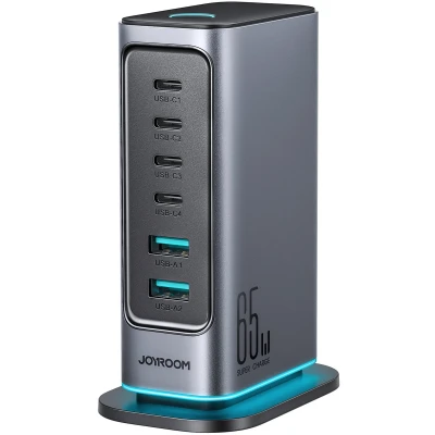 Afbeelding van Joyroom 65W Laadstation met USB 3.0 en C Bureau Adapter Multi Port Docking Station Grijs