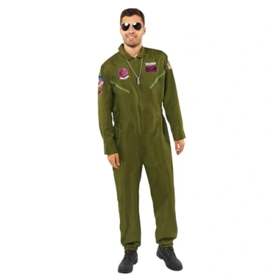 Afbeelding van Amscan Kostuum Top Gun Maverick, piloot, jumpsuit, uniform, jetpiloot, carnaval