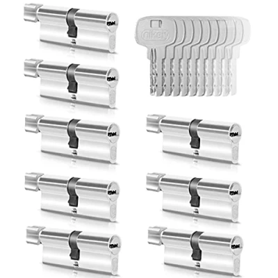 Afbeelding van GERCAR 8x knopcilinder gelijksluitend 8 slotcilinder 30/30 incl. 40 sleutels 60 mm deurslot cilinderslot met N+G functie gelijksluitende set van lengte: 60mm A:30 B:30
