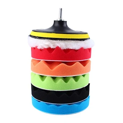 Afbeelding van Professionele spons polijsten Waxing Buffing Pads Kit Set, 7 stuks praktisch breed gebruik auto wax ronde pads, zachte gladde pad met M14 boor adapter voor glas keramiek Polish