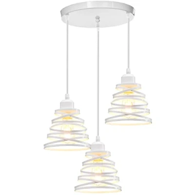 Afbeelding van iDEGU 3 lampen hanglamp retro creatieve kroonluchter design spiraal plafondlamp vintage metaal E27 industriële voor woonkamer eetkamer 15 cm (3 wit A)