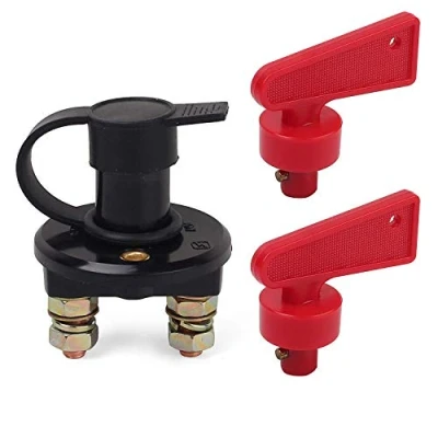 Afbeelding van LotFancy Accuschakelaar, hoofdschakelaar, scheidingsschakelaar, kill switch, hoofdstroomschakelaar, met twee afneembare sleutels, 6 V, 12 24 waterdicht, 200/1000 ampère