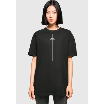 Afbeelding van Merchcode Think Different Oversized Boyfriend TEE Tshirt print, Dames, Maat: 4XL, Black