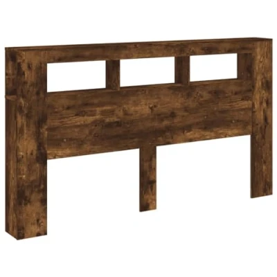 Afbeelding van Hoofdeinde met LED 180x18,5x103,5 cm bewerkt hout gerookt eiken