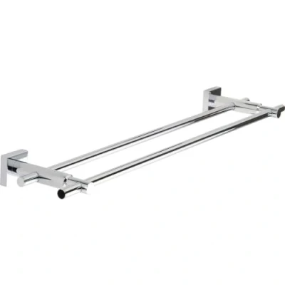Afbeelding van tesa® Hukk dubbele handdoekhouder, hoogglans verchroomd metaal, zelfklevend, 156 mm x 700 50