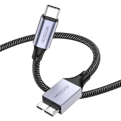 Afbeelding van MOGOOD USB C Male naar Micro B Kabel (1M), USB3.0 kabel, Harde Schijf Compatibel met Toshiba, Seagate, WD Externe Schijf, Galaxy S8/S9/S10, Enz