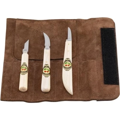 Afbeelding van &quot;KIRSCHEN&quot; gereedschap 3307000 snijmes set in suede tas, 3 delig,