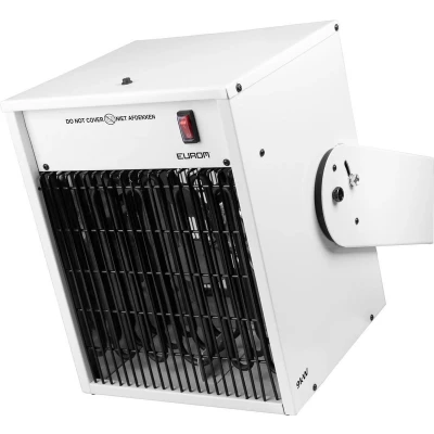 Afbeelding van Eurom Werkplaatskachel EK 9000 Wall Elektrisch Metalen Omkasting W 12,2 kg RVS Hangend Wit Met Thermostaat IP24 40x37x46 cm