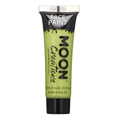 Afbeelding van Moon Creations Gezichts en lichaamsverftubes, gebruiksklare gezichtsverf, zonder vlokken, dierproefvrij, kostuums, feesten, Halloween, voor kinderen volwassenen (limoengroen, 12 ml)
