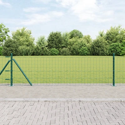 Afbeelding van vidaXL Euro Hek met 13 Flenspalen 0.4x50 m Verzinkt Staal
