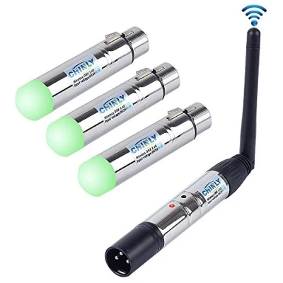 Afbeelding van 2,4 G ISM DMX512 mannelijk / vrouwelijk XLR zender ontvanger met antenne voor moving heads podium licht 1 Sender &amp; 3 Empfänger