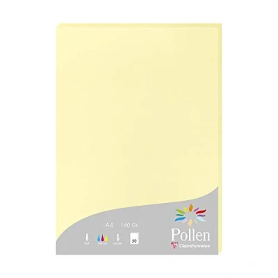 Afbeelding van Clairefontaine Ref 14207C Stuifmeelpapier (Pack van 50 vellen) A4 (210 x 297mm) in grootte, 160gsm kaart, zuurvrij, laser &amp; inkjet printer compatibel Canary