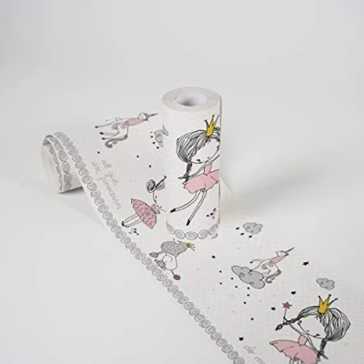 Afbeelding van EENHOORN MET PRINSES BEHANGRAND Zelfklevend roze grij A.S. Création Only Borders 11