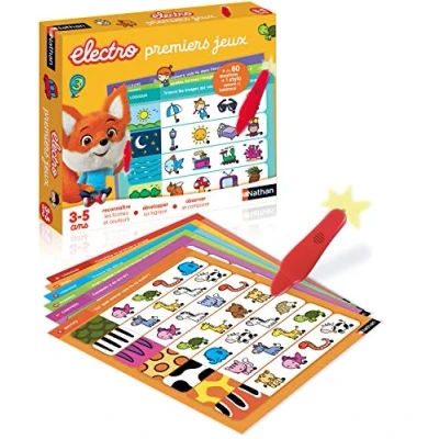 Afbeelding van Nathan Electro eerste spelletjes herken vormen en kleuren elektronisch educatief spel 1 geluids lichtpen inbegrepen voor kinderen van 3 tot 5 jaar