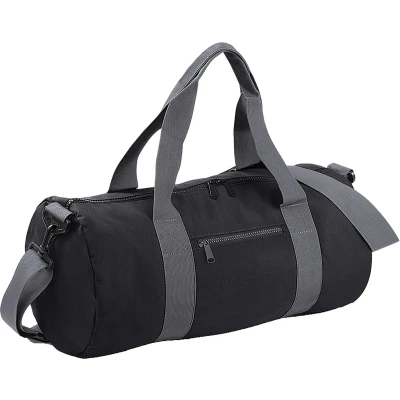 Afbeelding van Bagbase Gewoon Varsity Barrel / Duffle Bag (20 Liter) (Zwart/Grijs)