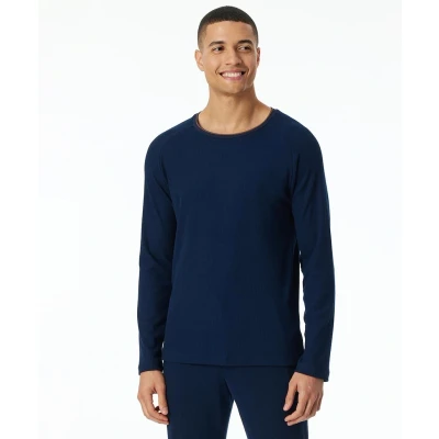 Afbeelding van Schiesser Heren slaapshirt lange mouwen ronde hals dubbele rib mix + Relax pyjama top, Nachtblauw_182045, XX Large (56)