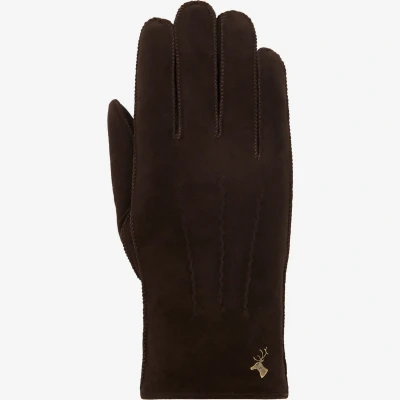 Afbeelding van Suède Dames Handschoenen Bruin Luxe Schapenvacht Voering