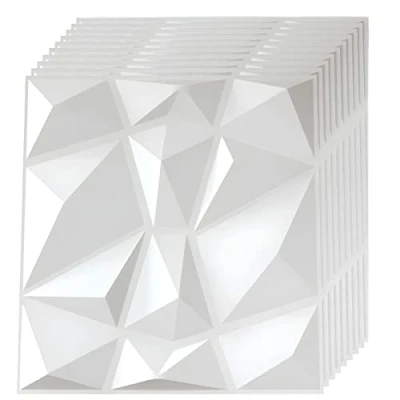 Afbeelding van LeapBeast 3D wandpanelen, 10 stuks, plaatpanelen, polyvinylchloride, 30 x cm, mat wit, duurzaam, niet vervormbaar, waterbestendig, hittebestendig, geurneutraal, pvc wandplaten, gamingkamer (A)