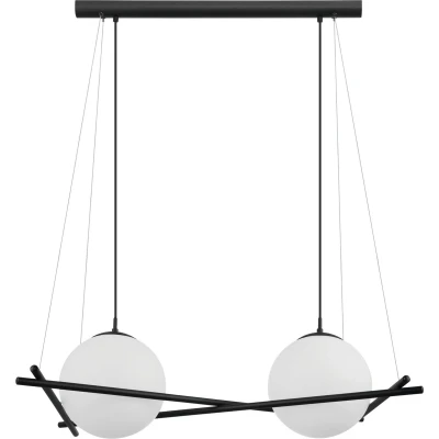 Afbeelding van Eglo Hanglamp   E27   2lichts    Staal   Zwart / Glas opaal mat   Wit