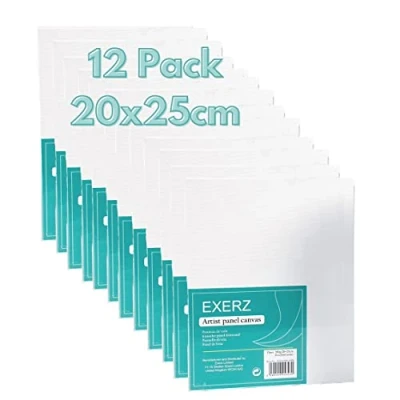 Afbeelding van Exerz 20x25cm Canvaspanelen 12 Stuks/schilderkarton 0.3cm dik 280gsm 100% katoen/wit kunstcanvas paneel voor acrylverf &amp; olieverf drievoudig geprimeerd/zonder zuur/middenkorrelig