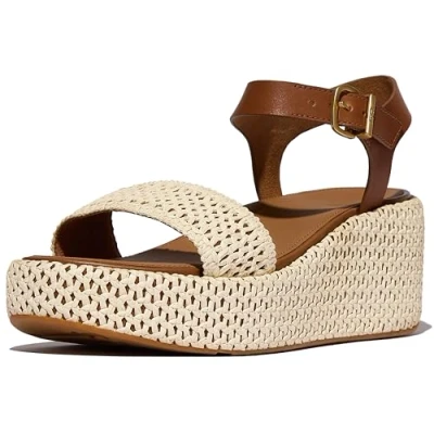 Afbeelding van Fitflop Sandalen met plateauzool, Dames, Maat: 40, Deep tan ivory Leer/ synthetisch