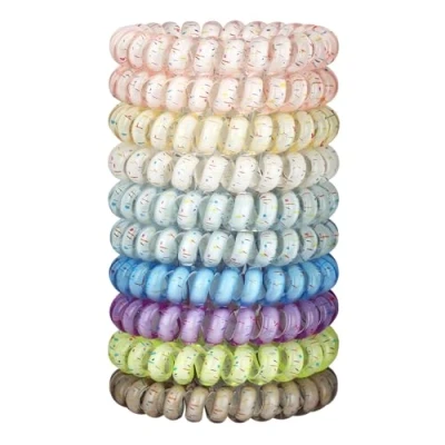 Afbeelding van JessLab Spiraal haarbanden, 10pcs Diverse Sporenloze Leuke Plastic Spoel Paardenstaarthouders, No Damage Haaraccessoire voor Vrouwen en Meisjes, Mix Color 15